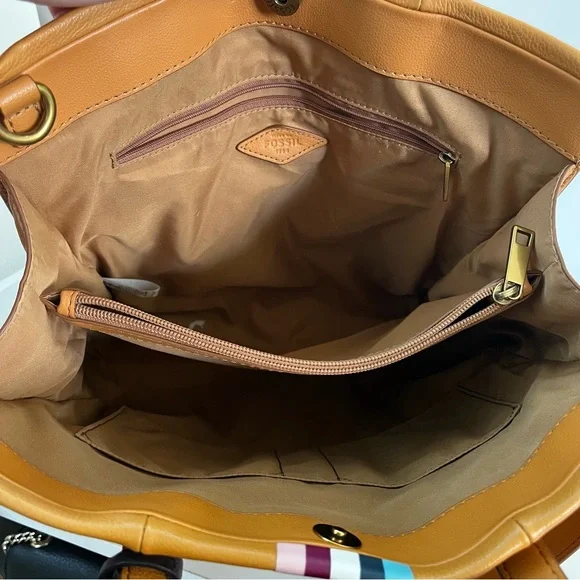 FOSSIL Kingston Carmen Sydney Maddox Stripe Tote Satchel Handbag - Picture 8 of 11